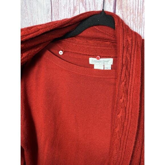 Coldwater Creek Women’s Long Sleeve Red Knit Top Sweater With Scarf Size L - Picture 5 of 6